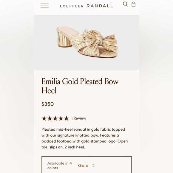 Loeffler Randall Emilia Gold Pleated Bow Heel Sandal Sz 8.5 B Stunning! - Picture 11 of 11